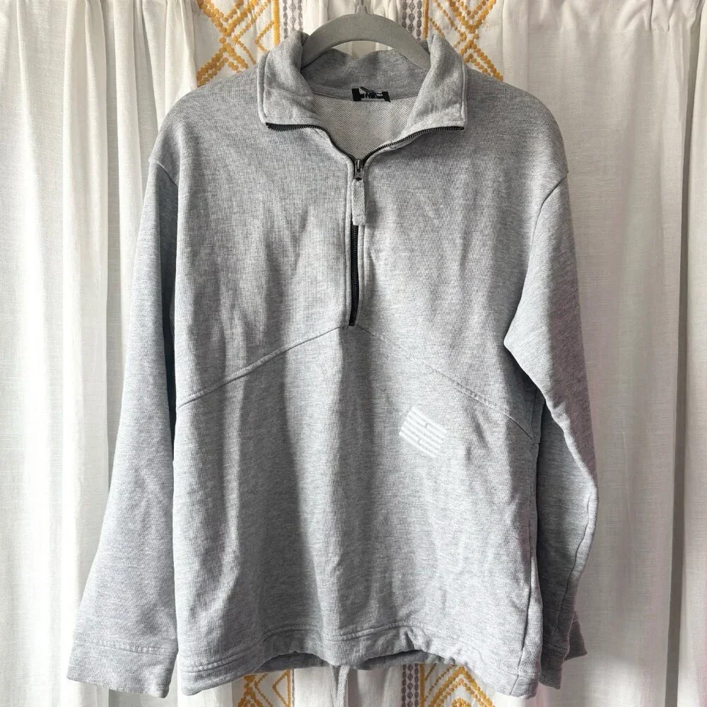 Billebeino Grey Half Zip Brick Sweatshirt (Size S) Drawstring Hem Pullover FW22